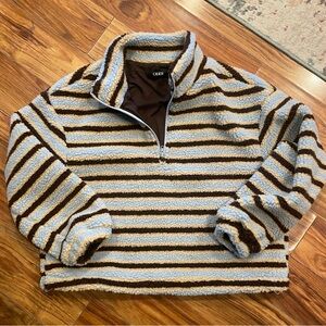 Cider Striped Fleece Jacket - Blue and Brown